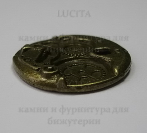 Подвеска "Часовой механизм" (цвет - античная бронза) 25 мм