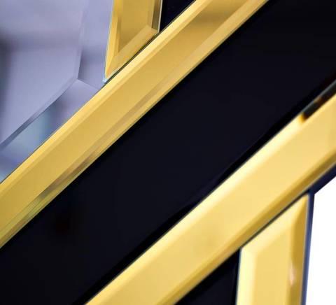 Зеркало декоративное 90см Garda Decor в геометричной черно-золотой раме