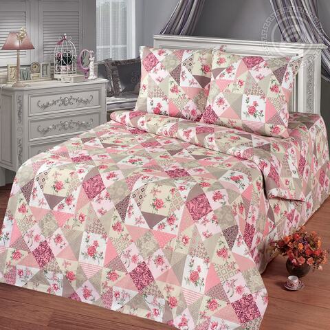 Комплект постельного белья Лоскутная мозаика розовый Бязь 220 см.