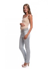Зауженные брюки для беременных цвет светло серый