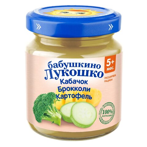 Пюре из кабачка, брокколи и картофеля Бабушкино Лукошко 100 г. (5+ мес.)