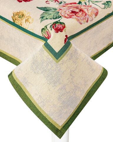 Скатерть-наперон 100х100см Mix&Match Home Королевский пион бежевая