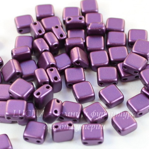 Бусина Tile mini Квадратная плоская с 2 отверстиями, 5 мм, пастельно-фиолетовая