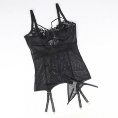 Прозрачный бэби-долл с кружевными вставками и подвязками (размер M-L)