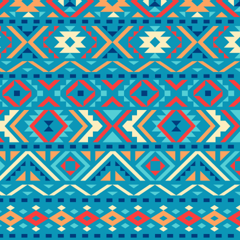 Мексиканский геометрический орнамент на синем фоне. (Дизайнер Irina Skaska)