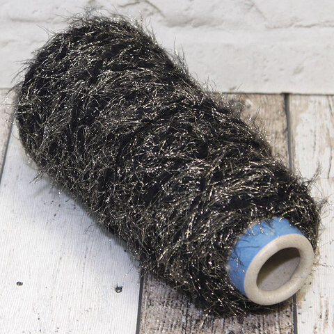 Букле меринос/альпака с люрексом SESIA WOOLLY 80 черный с золотом