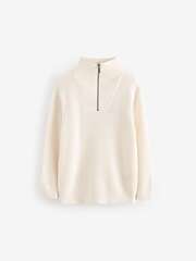 Джемпер вязаный с молнией для мальчика Next K84-112, Молочный