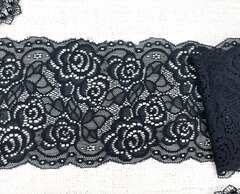 Кружево стрейч, ш. 13,5 см, чёрный