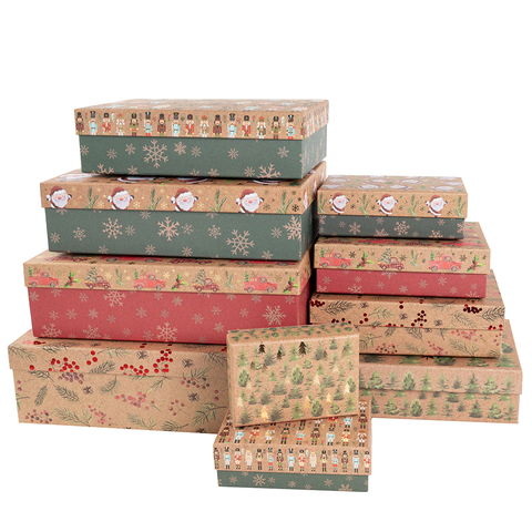 Коробка одиночная, Прямоугольник, Новогодний микс, 19,5*12*7 см, 1 шт.