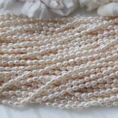 Жемчуг натуральный речной, рис, 4,4-4,8 мм, 1 нить, Ж019