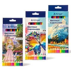 
          Карандаши цветные Alingar 12 цв., "Joy Mix" пластиковые, шестигранные, заточенные, ластик, грифель 3.0 мм, картон. уп., европод.