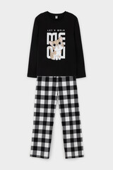 пижама  для девочки  КБ 2830/черный,клетка виши