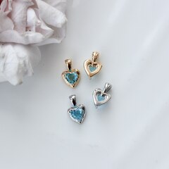 Подвеска Сердце со светло-голубым фианитом, 12*8 мм, позолота, П289