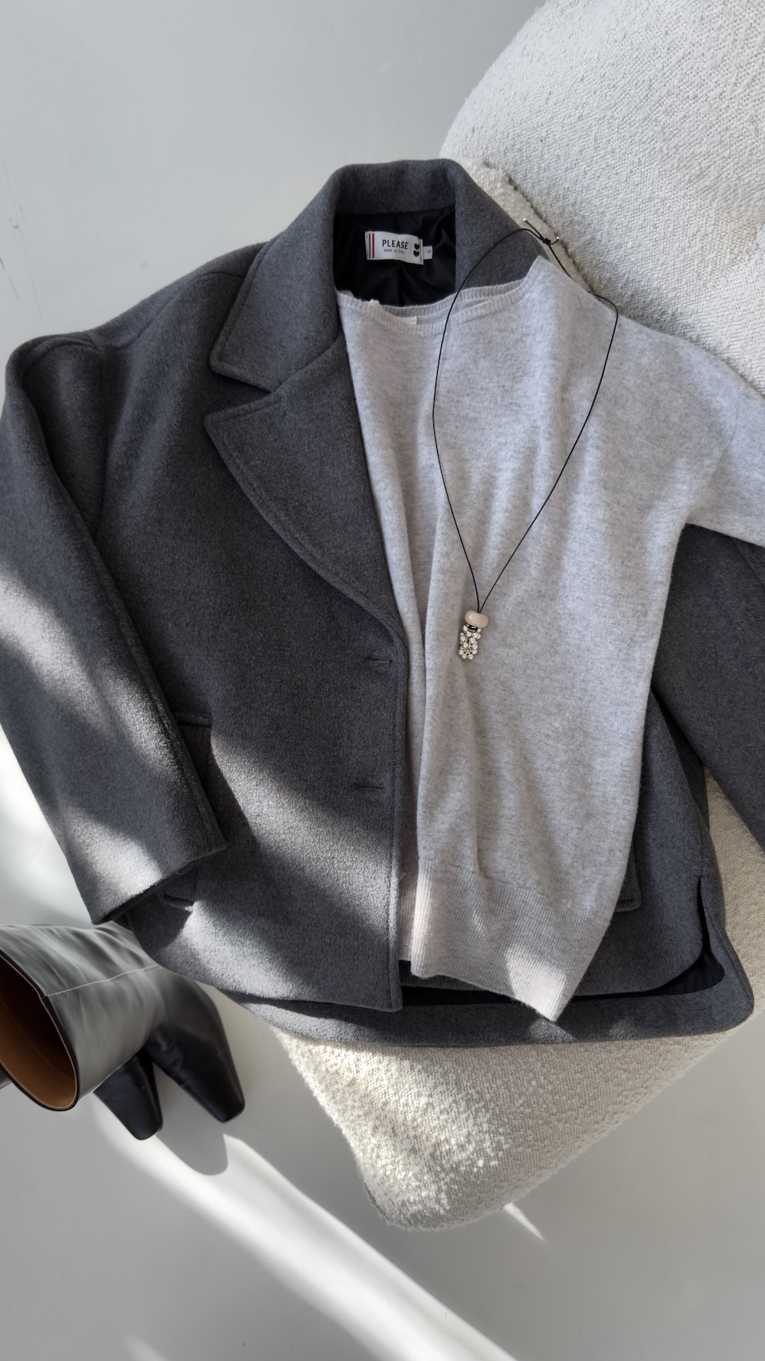 Пальто из смесовой шерсти с английским воротником