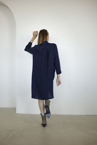 Платье миди льняное Бегония