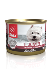 Влажный корм консервы Blitz Sensitive Dog Lamb & Turkey (Pate)«Ягнёнок с индейкой» консервированный корм для собак всех пород и возрастов 24шт 200гр