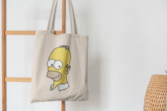 Сумка-шоппер с принтом Симпсоны, Гомер Симпсон (The Simpsons) бежевая 008