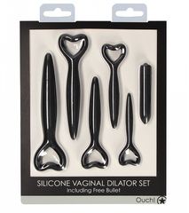 Набор вагинальных расширителей с вибропулей Silicone Vaginal Dilator Set - 