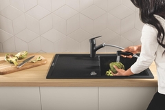 Смеситель для кухонной мойки GROHE Start c низким поворотным изливом, матовый черный (324412432)