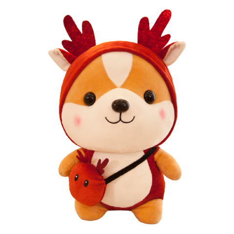 Собачка в костюме оленя 35см