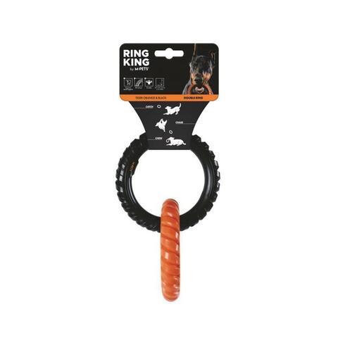 M-PETS Игрушка для собак кольцо RING KING двойное,  цвет черный/оранжевый
