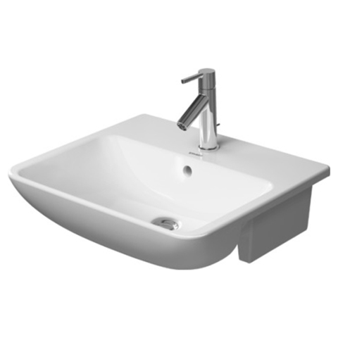 Duravit ME by Starck Раковина  встр. до половины, с перел., с 3 отв. под смес., включая крепление для встраивания в деревянную столешницу, 550x455мм,  378550030