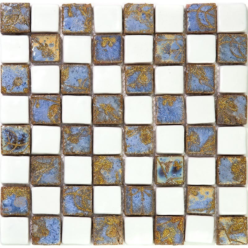 Vint-4-3 Испанская керамическая мозаика Gaudi Vintage коричневый белый квадрат