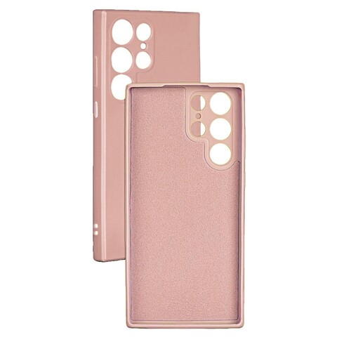 Силиконовый чехол Silicone Cover с защитой камеры для Samsung Galaxy S22 Ultra (Розовый)
