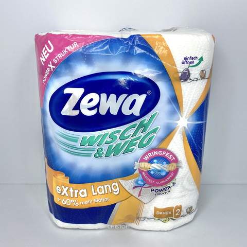 Полотенца бумажные Zewa Wisch Weg Extra Design Lang 2сл. 17,5 м (2 рул.) белые