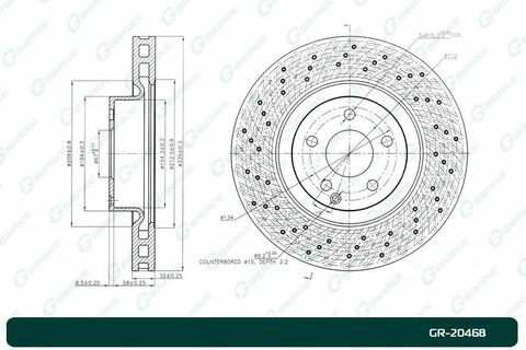 Диск тормозной перфорированный вентилируемый G-brake  GR-20468