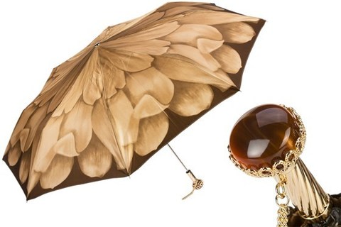 Зонт женский складной Pasotti - Beige Dahlia Folding Umbrella, Италия.