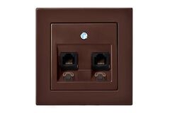 Розетка Телефонная Двойная (2хRJ11) Коричневая LIREGUS EPSILON