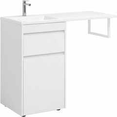 Aquanet 239298 Тумба c раковиной Токио 110 L напольная 1 ящик, б/к цвет белый глянец (239298) фото