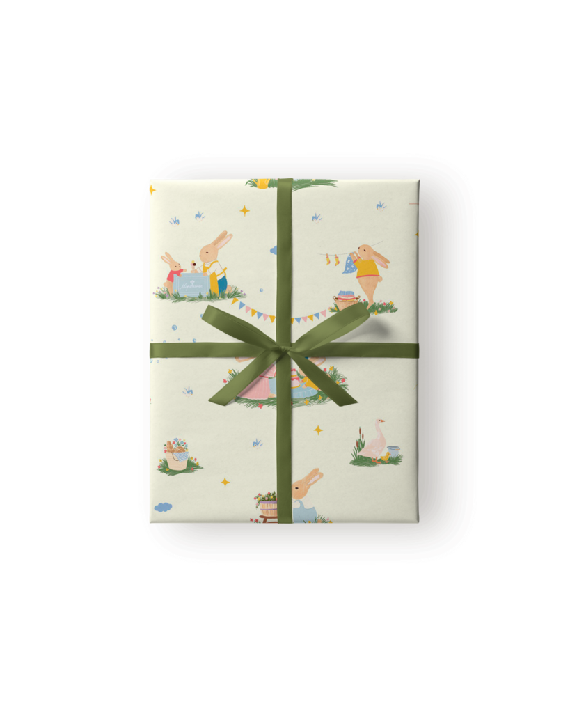 Упаковочная бумага, Зайки на лужайке, 0,7*1 м, 1 лист