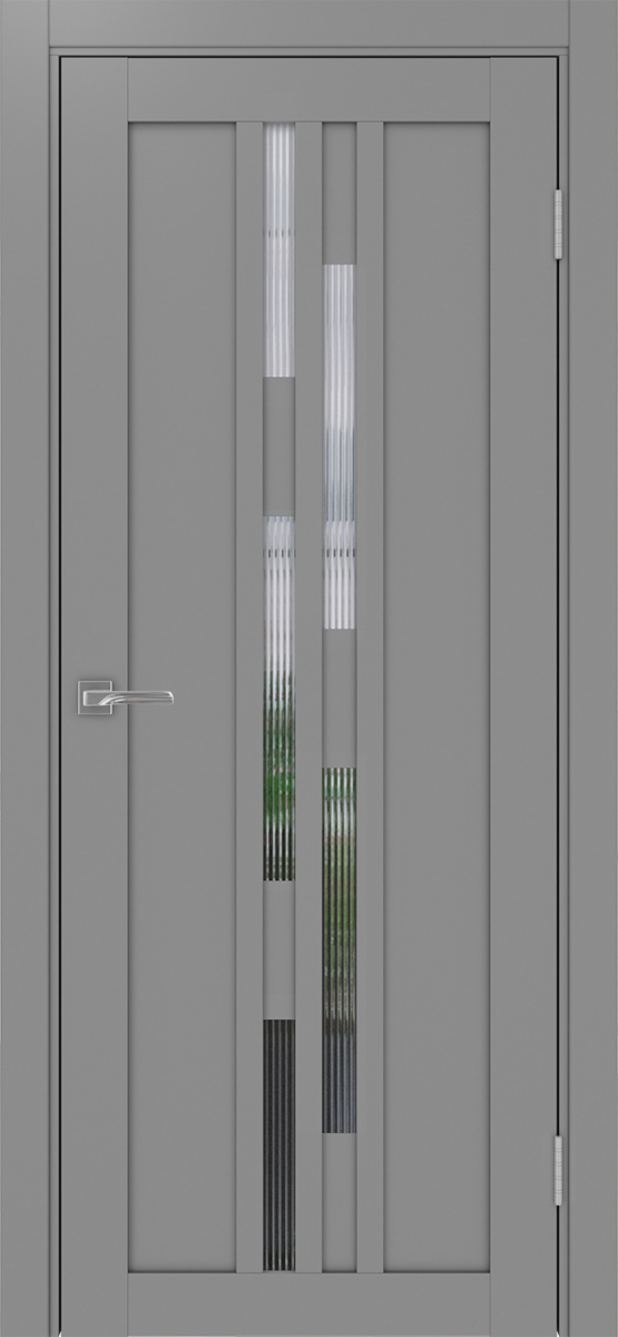 Дверь межкомнатная Оптима Порте Турин 551.121, цвет серый, экошпон, стекло мору