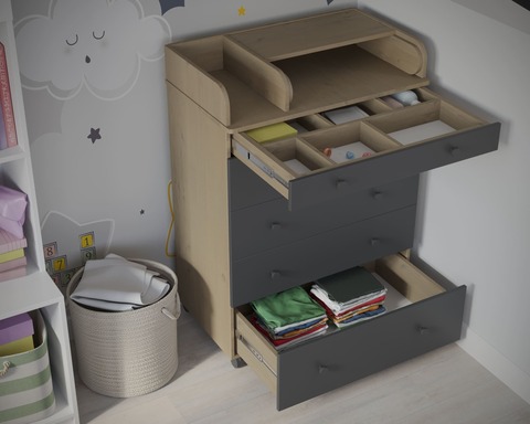 Комод пеленальный Incanto Oskar. Графит (с органайзером)