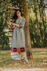 Клюква. Платье женское комбинированное с вышивкой PL-422550