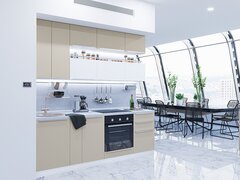 Прямая модульная кухня Фьюжн-01 Cream Silk/Silky White - Белый 2340*2300*600