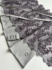 Кружево флок на сетке пепельный 25 см