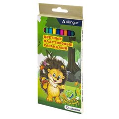 
          Карандаши цветные Alingar 12 цв., "Сказочный мир" пластиковые, шестигранные, заточенные, грифель 3.0 мм, картон. уп., европодвес