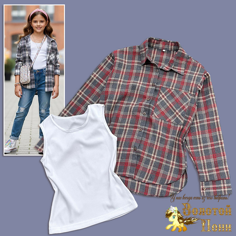 Двойка (рубашка с топом) д (9-13) 260113-Q4082