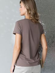 Нарядная футболка с принтом фольгой из премиального хлопка с эластаном  D49.123 (128806)