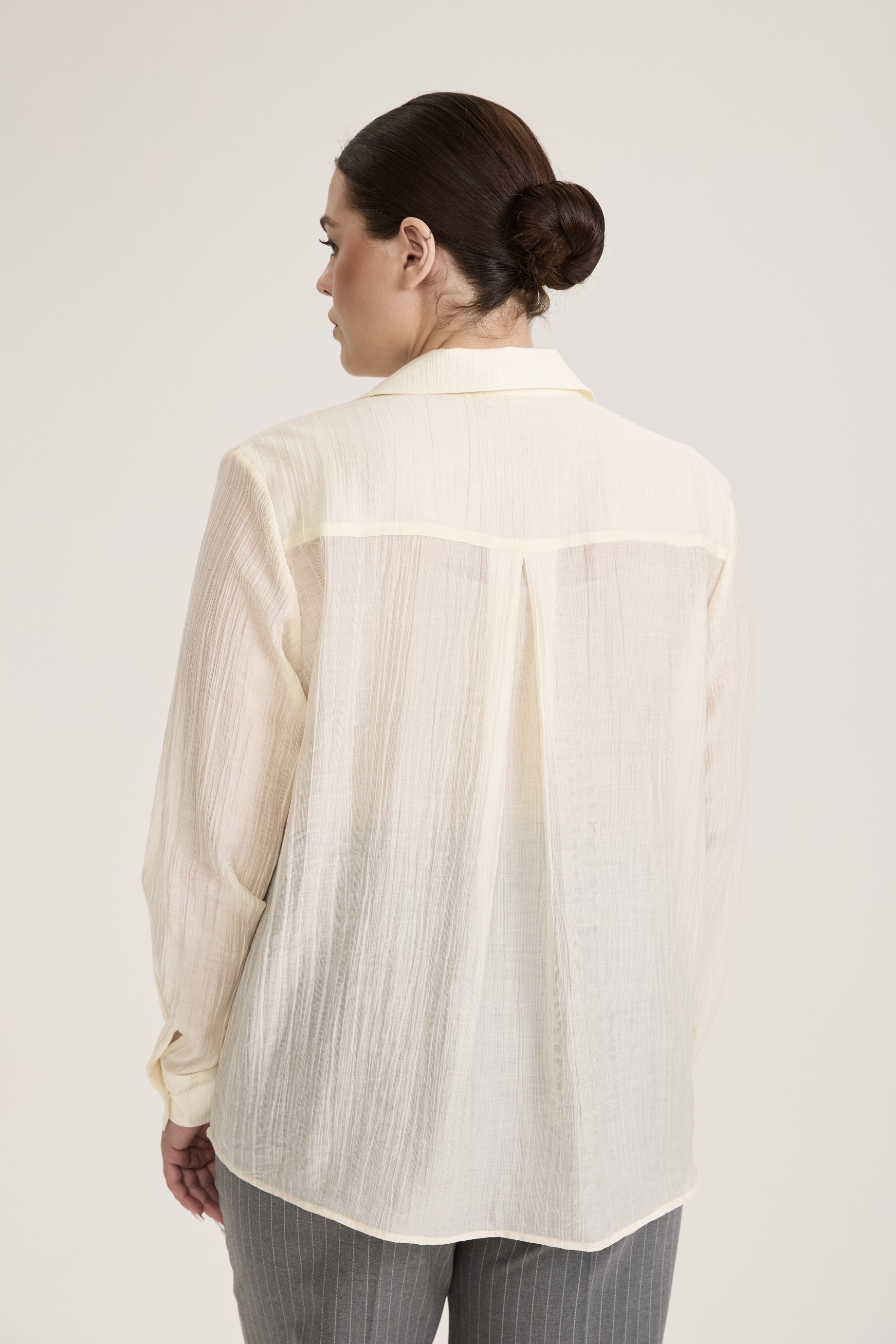 Блузка с отложным воротником, сливочный