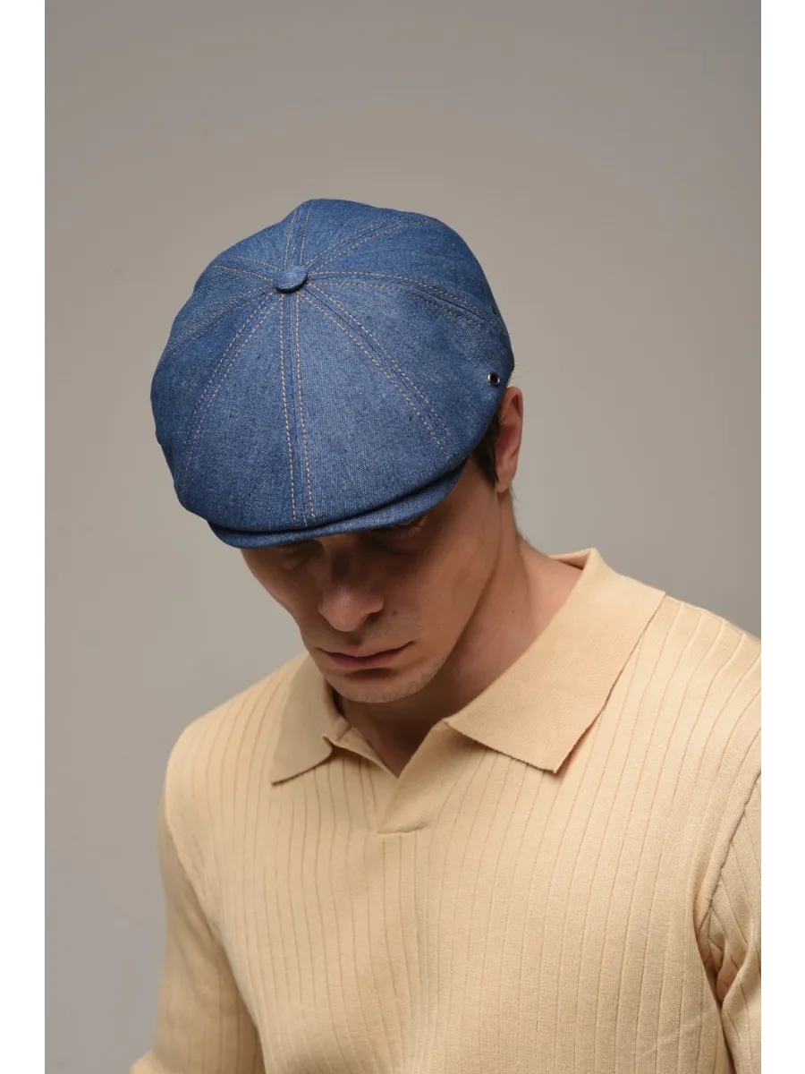 Кепка восьмиклинка джинсовая осенняя