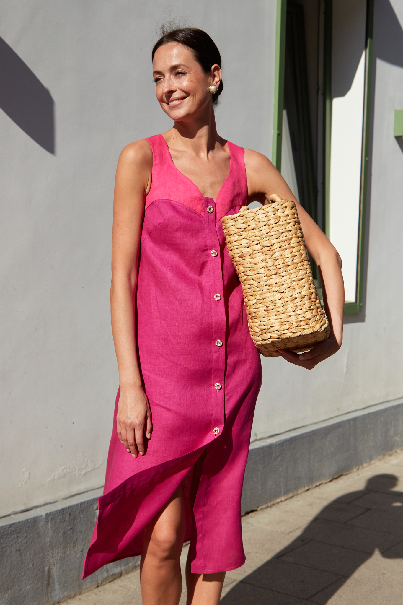 Платье Сарафан фуксия лен – купить за 7 500 ₽ | CLASSY brand