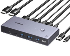Коммутатор UGREEN CM695 (25962) DP1.4 KVM KVM Switch 2 In 1 Out 8K60Hz серый