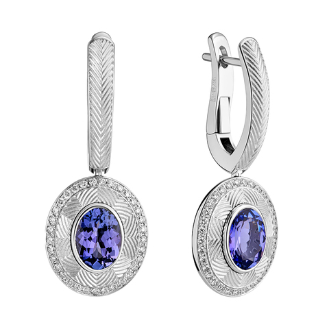 Серьги с Танзанитами и Бриллиантами, E0084-6/21