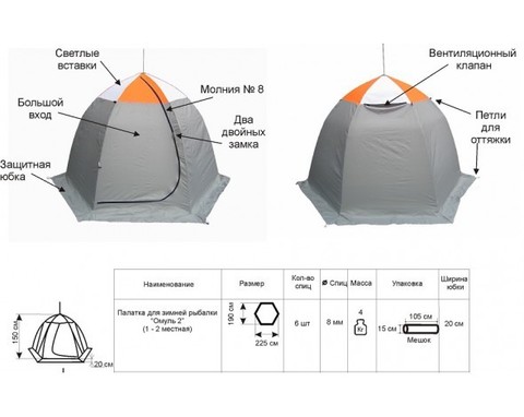 Омуль-2 палатка для зимней рыбалки