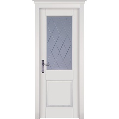 Межкомнатная дверь Элегия массив ольхи белая со стеклом