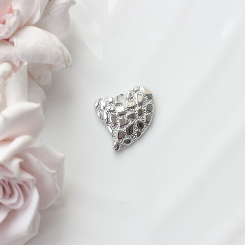 Подвеска с Сердце фактурное, 20*20 мм, родий, П834